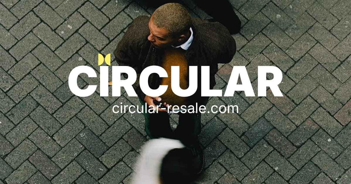 Circular fashion artwork with a person on a paved street